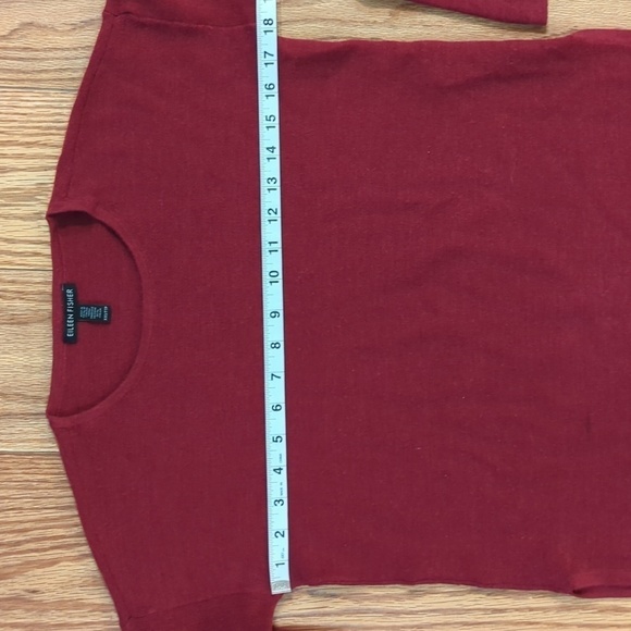 Eileen Fisher red tunic sweater 100% extra fine Merino wool women's size XXS - Picture 2 of 5